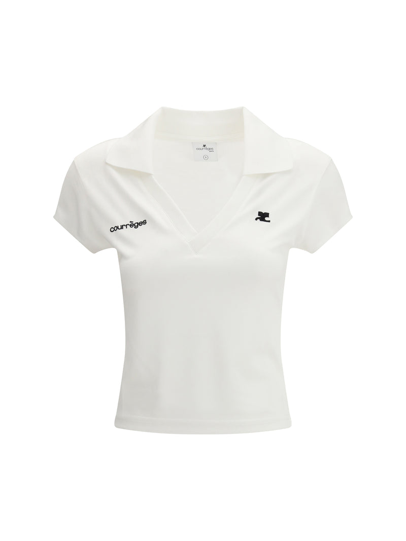 Courrèges Polo Courrèges de algodón con logo, blanco Heritage, para mujer - World Class Fashion
