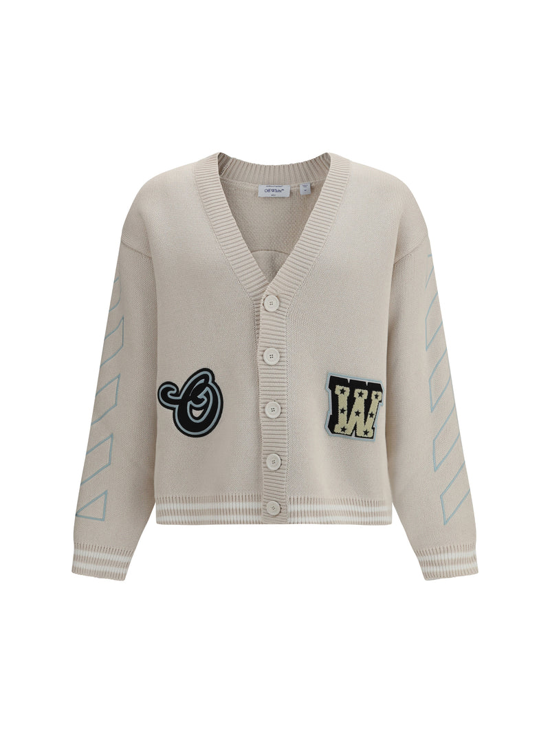 Off-white Off-white Star Logo Diagonal Varsity Cardigan Cream - World Class Fashion