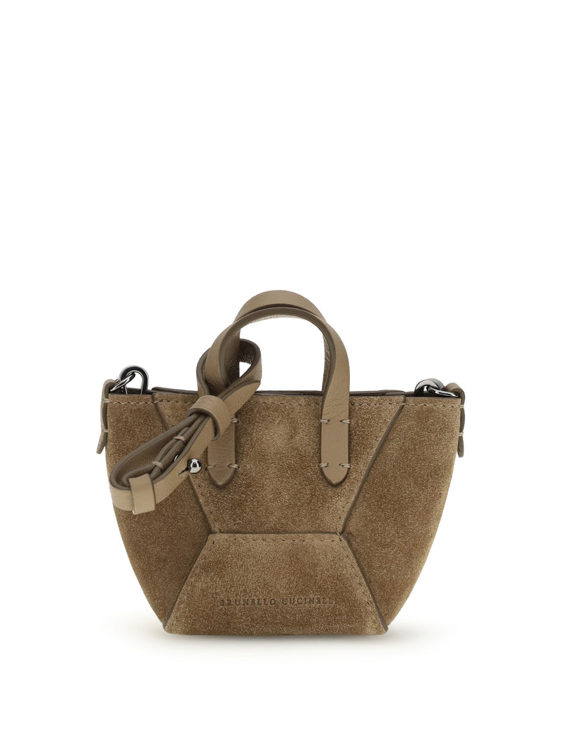 Brunello Cucinelli Brunello Cucinelli Micro Suede Shoulder Bag Sesamo - World Class Fashion