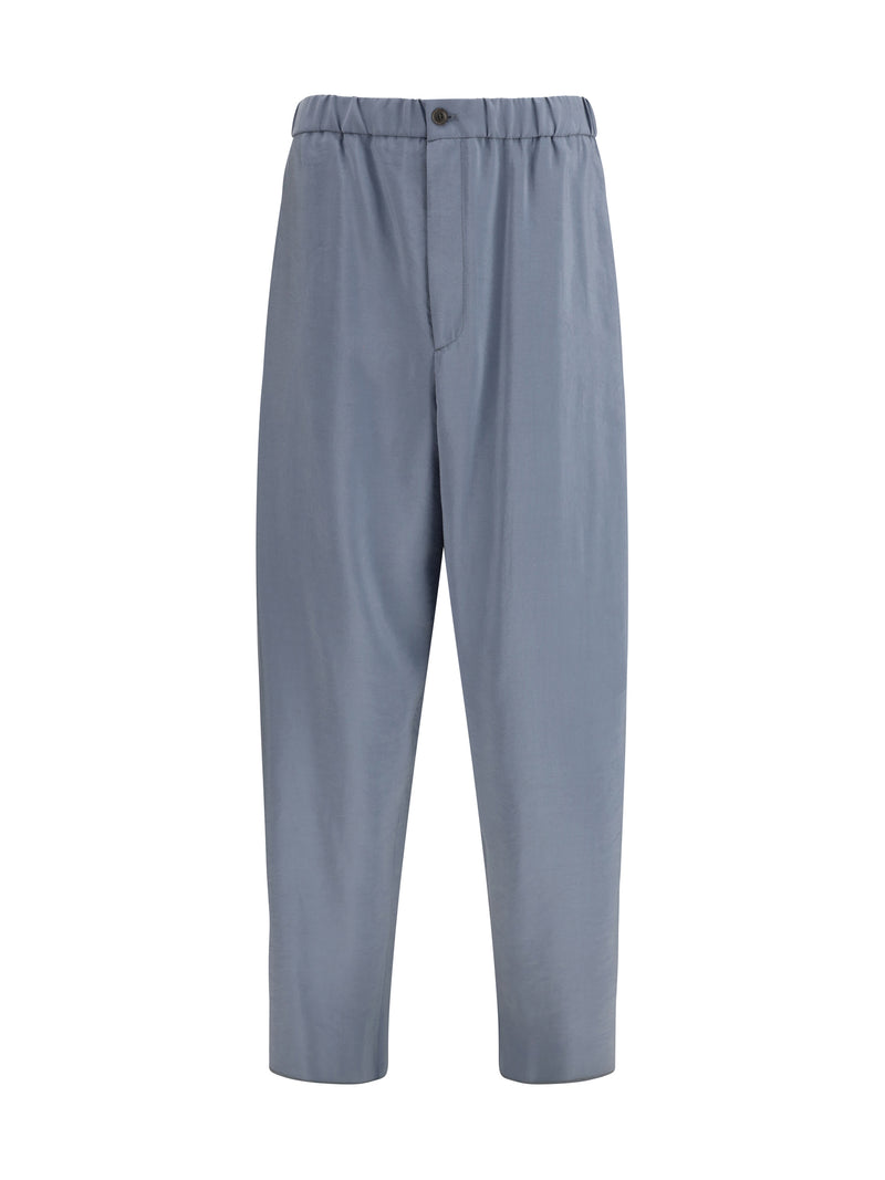 Giorgio Armani Giorgio Armani Wide-leg Silk Blend Pants Nuvola - World Class Fashion