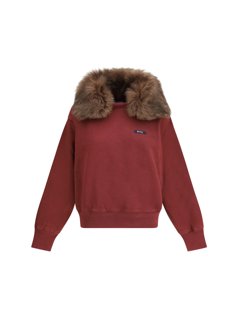 Prada Prada Sweatshirt with Shearling Collar Bordeaux - World Class Fashion