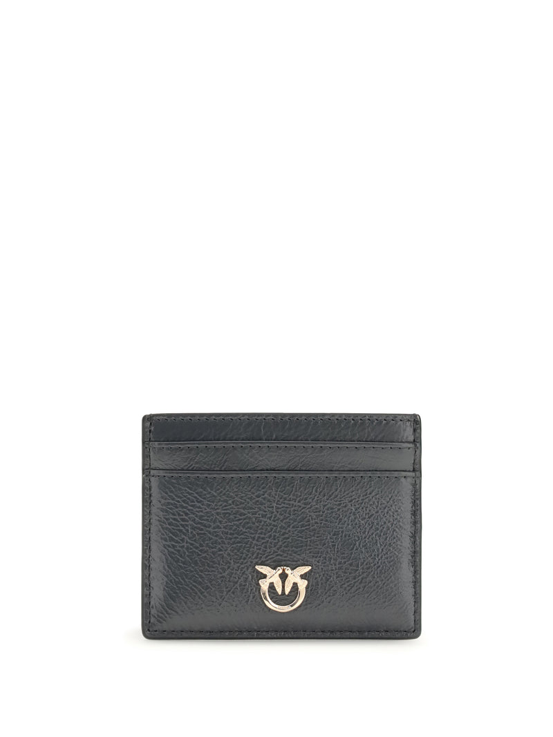 Pinko Pinko Shiny Leather Card Holder Grigio Asfalto-Oro Mordore' - World Class Fashion
