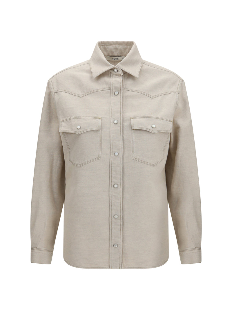 Fendi Fendi Selleria Denim Western Shirt Avorio - World Class Fashion