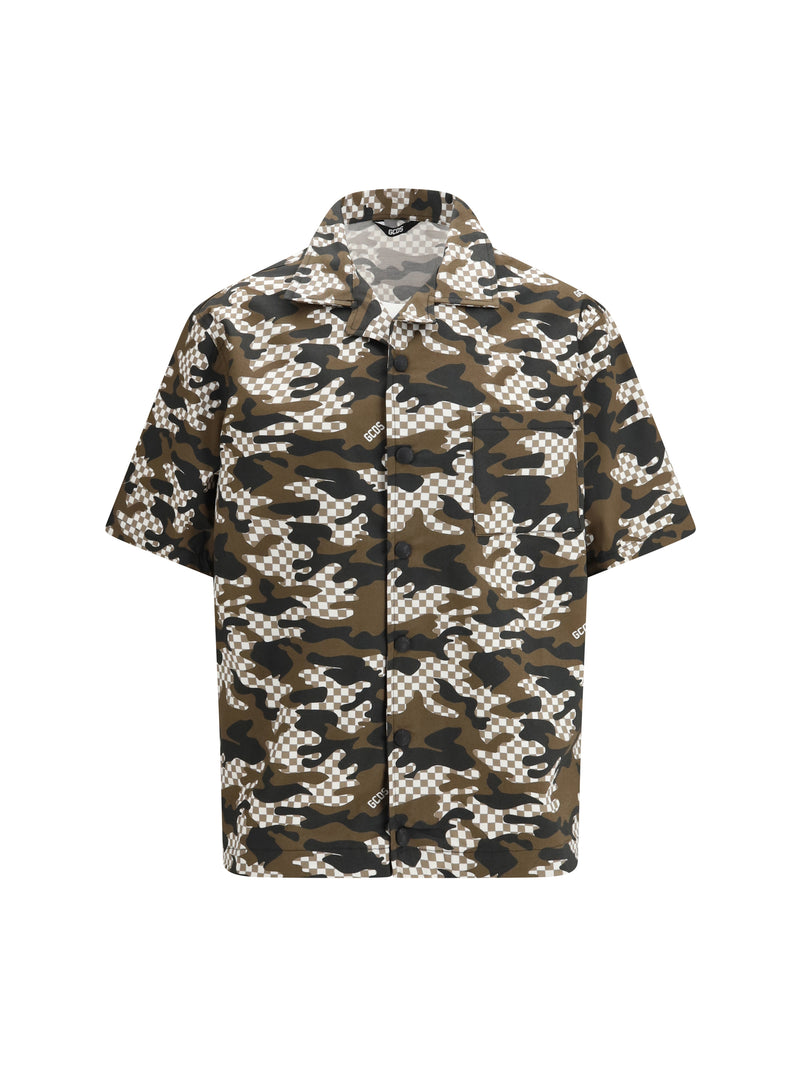 Gcds Gcds Checked Camo Shirt Dark Brown/Black - World Class Fashion