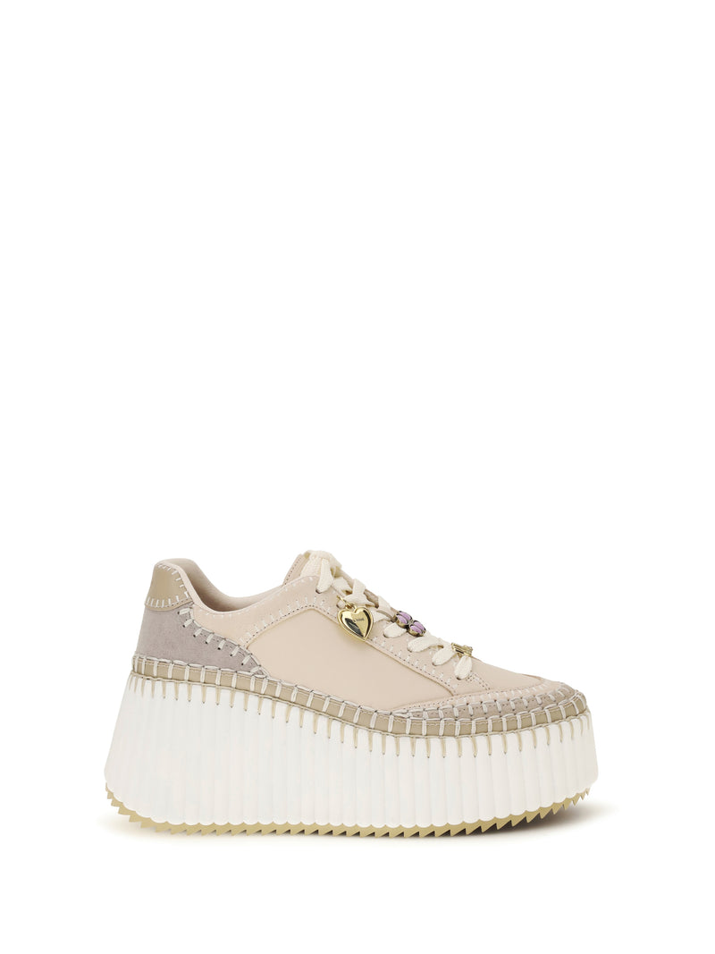 Chloe Chloé Nama Wedge Sneakers Dove Grey Women - World Class Fashion