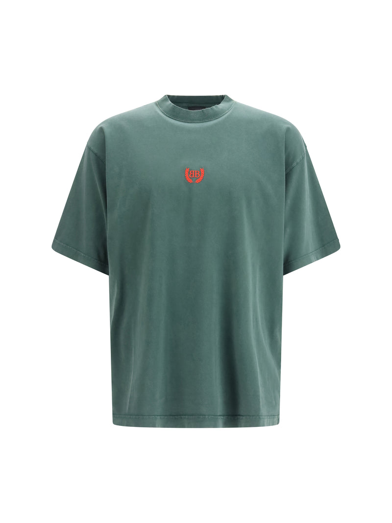 Balenciaga Balenciaga Bb Logo Embroidered T-shirt Dark Green/Red - World Class Fashion