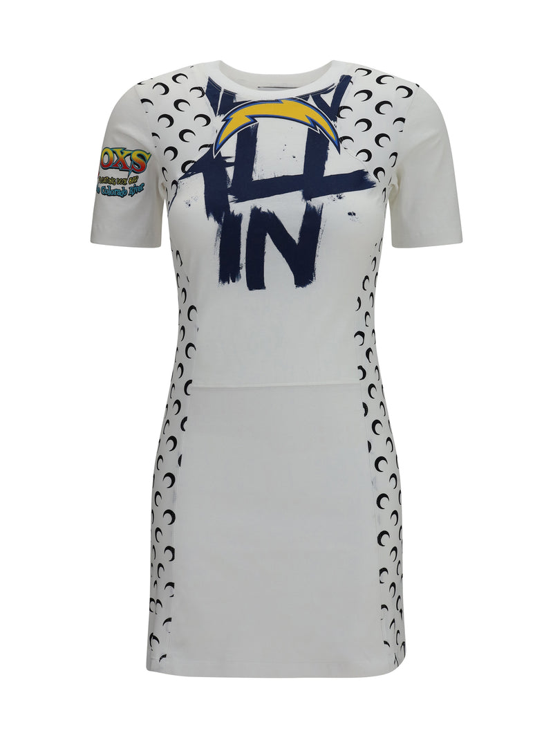 Marine Serre Marine Serre Fitted Recycled Jersey Dress White - World Class Fashion