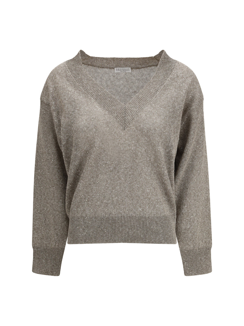 Brunello Cucinelli Brunello Cucinelli Sparkling Linen T-shirt Fango - World Class Fashion