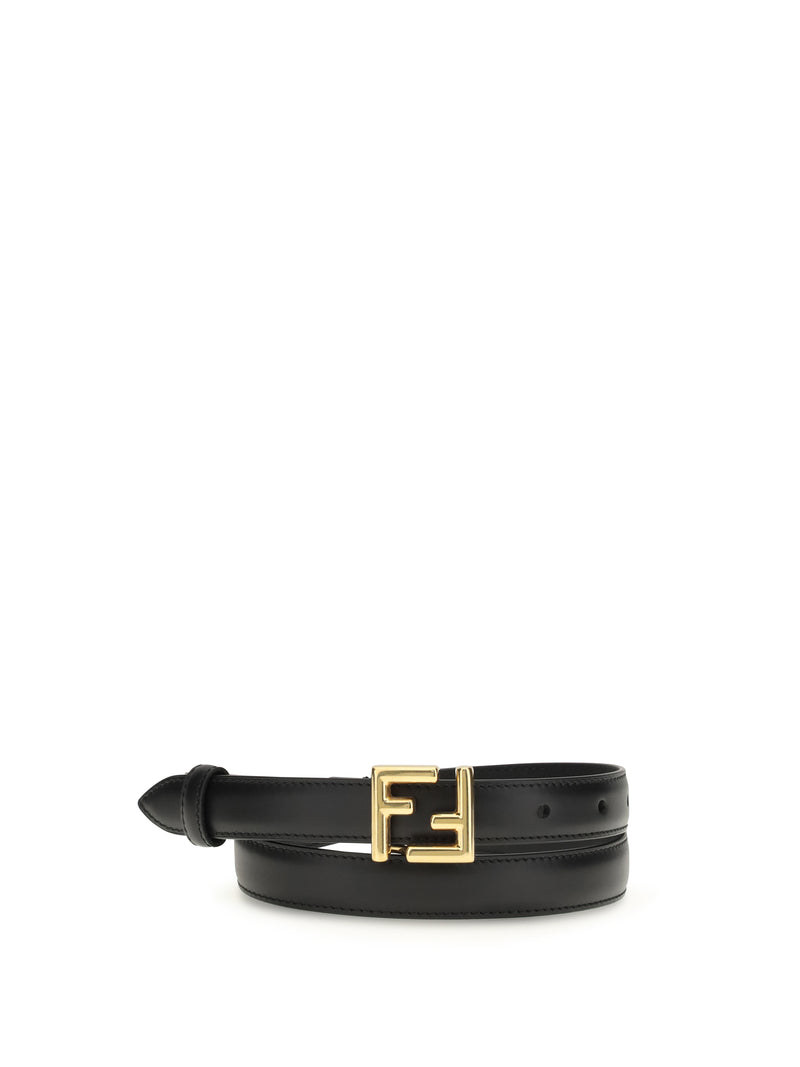 Fendi Fendi FF Logo Leather Belt Nero+Oro Women - World Class Fashion