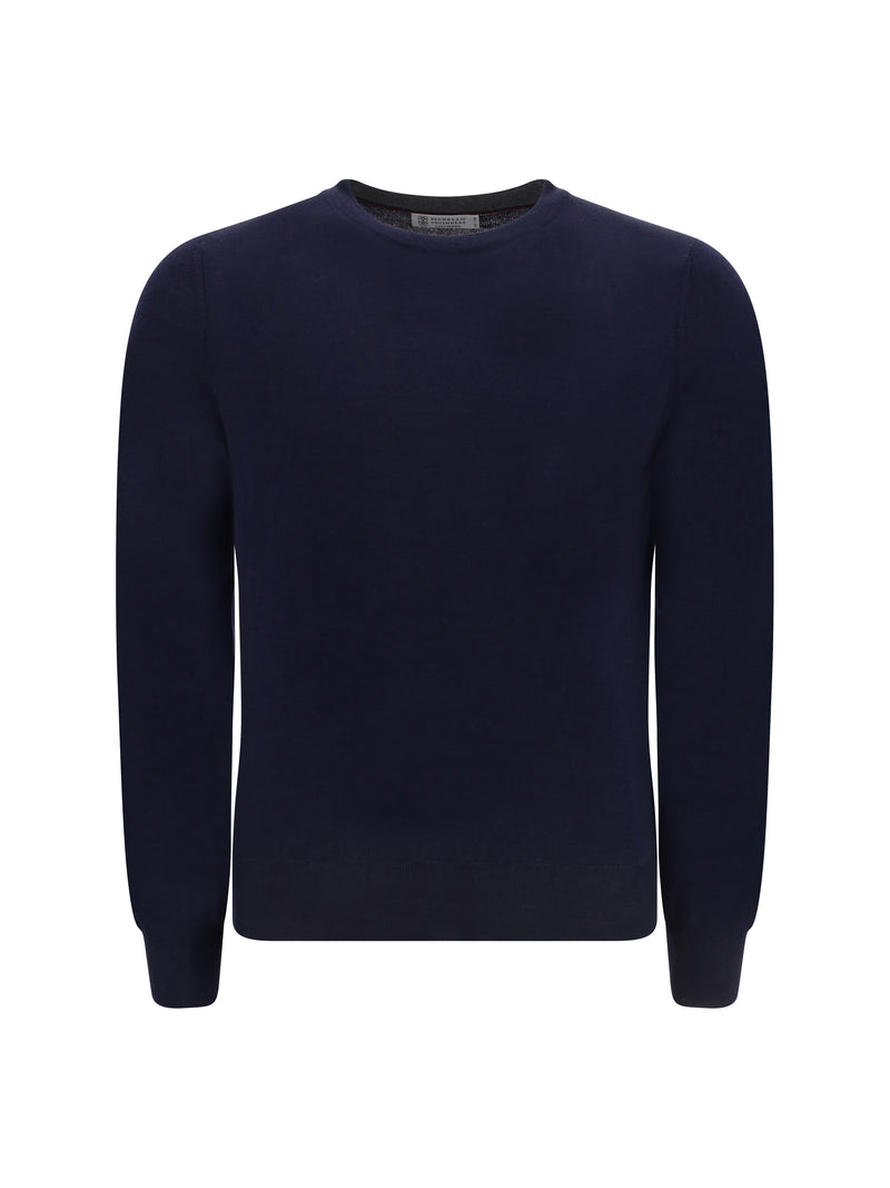 Brunello Cucinelli Brunello Cucinelli Virgin Wool Sweater Navy+Grigio Scuro - World Class Fashion