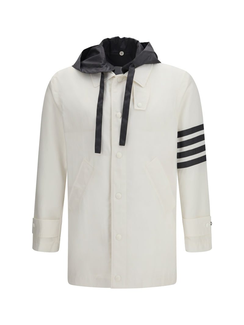 Thom Browne Thom Browne Unconstructed Hooded Bal Collar White - World Class Fashion