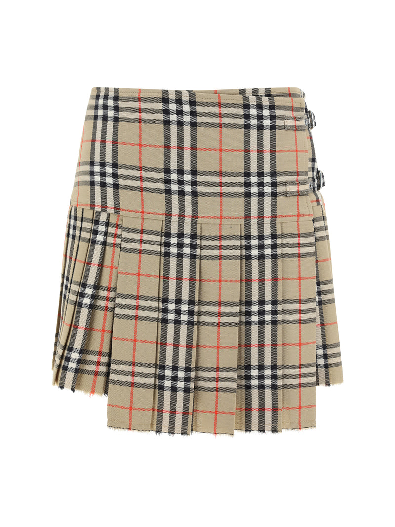 Burberry Burberry Zoe Wool Skirt Archive Beige IP CHK - World Class Fashion