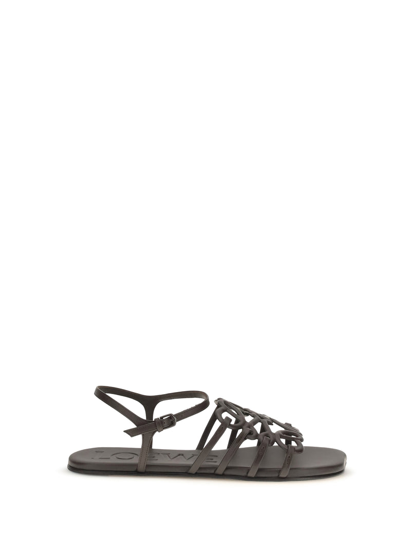 Loewe Loewe Petal Anagram Sandals Dark Brown - World Class Fashion