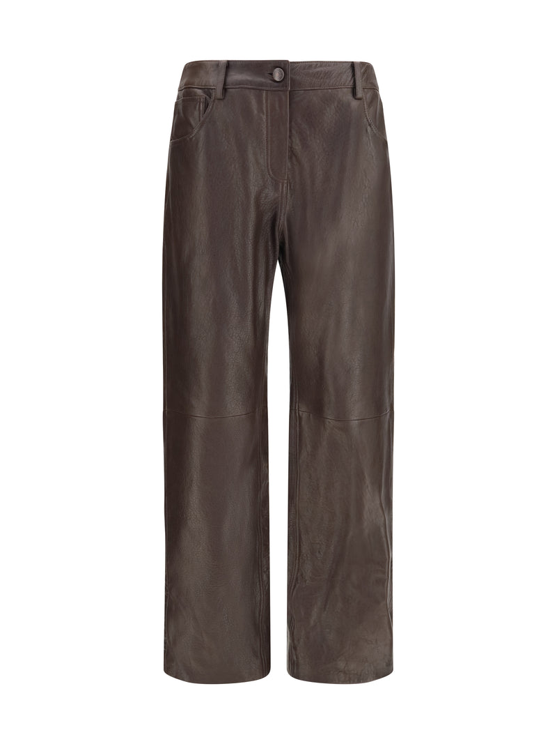 Magda Butrym Magda Butrym Straight-leg Leather Pants Brown - World Class Fashion