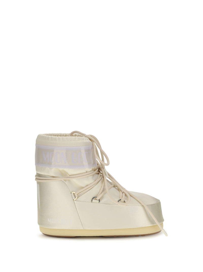 Moon Boot Moon Boot Icon Low Pearly Ankle Boots Ivory - World Class Fashion