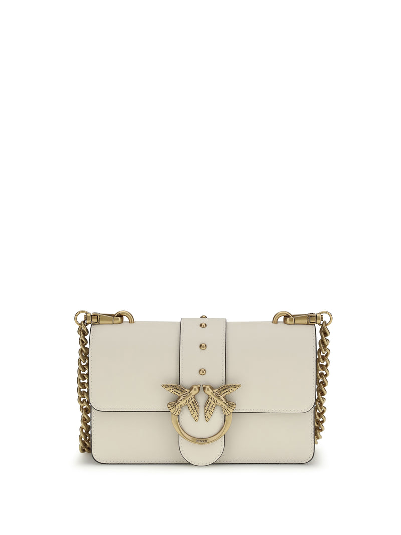 Pinko Pinko Love One Small Shoulder Bag Bianco Seta-Antique Gold - World Class Fashion