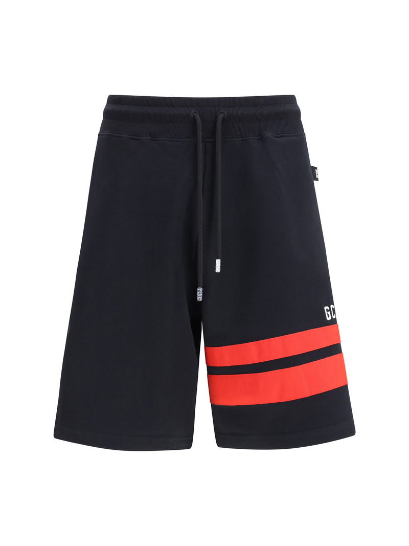 Gcds Gcds Regular Logo Sweat Shorts Black/Red - World Class Fashion