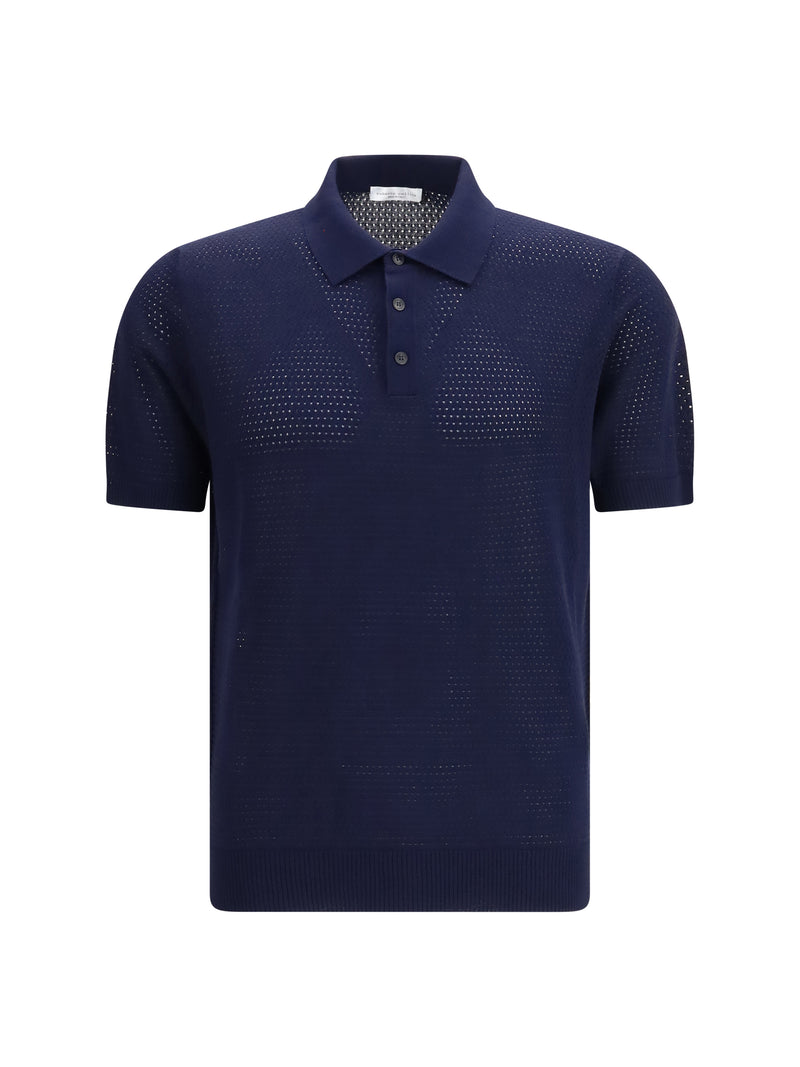 Roberto Collina Roberto Collina Short-sleeve Knit Polo Shirt Navy - World Class Fashion