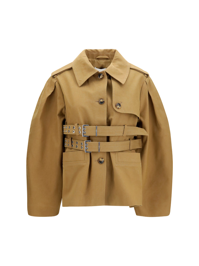 Ganni Ganni Canvas Jacket with Double Belt Ermine - World Class Fashion