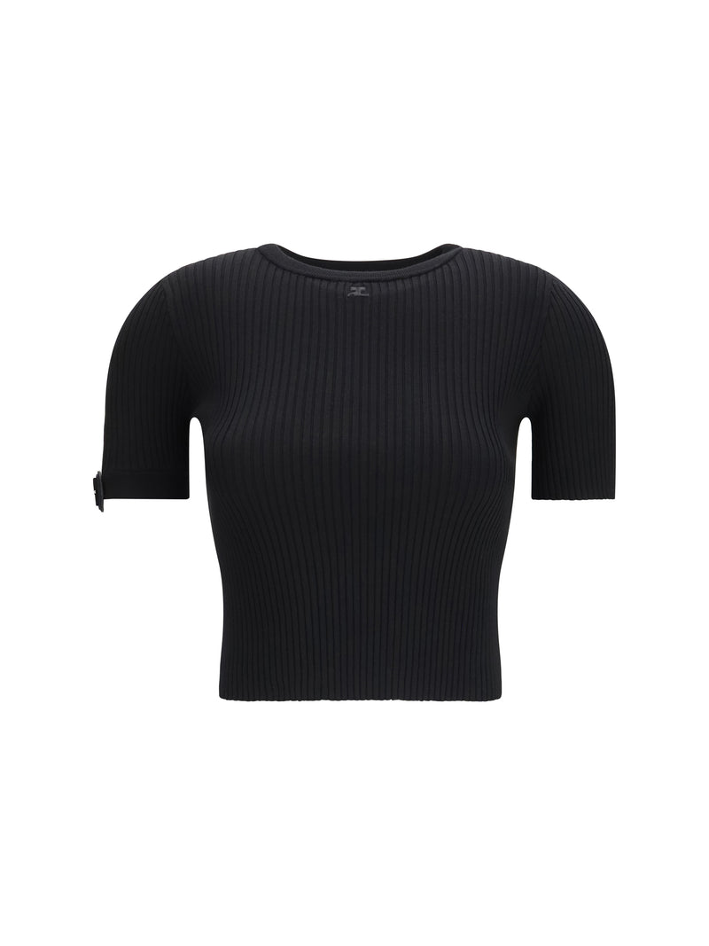 Courrèges Courrèges Ribbed Crop Top Black - World Class Fashion