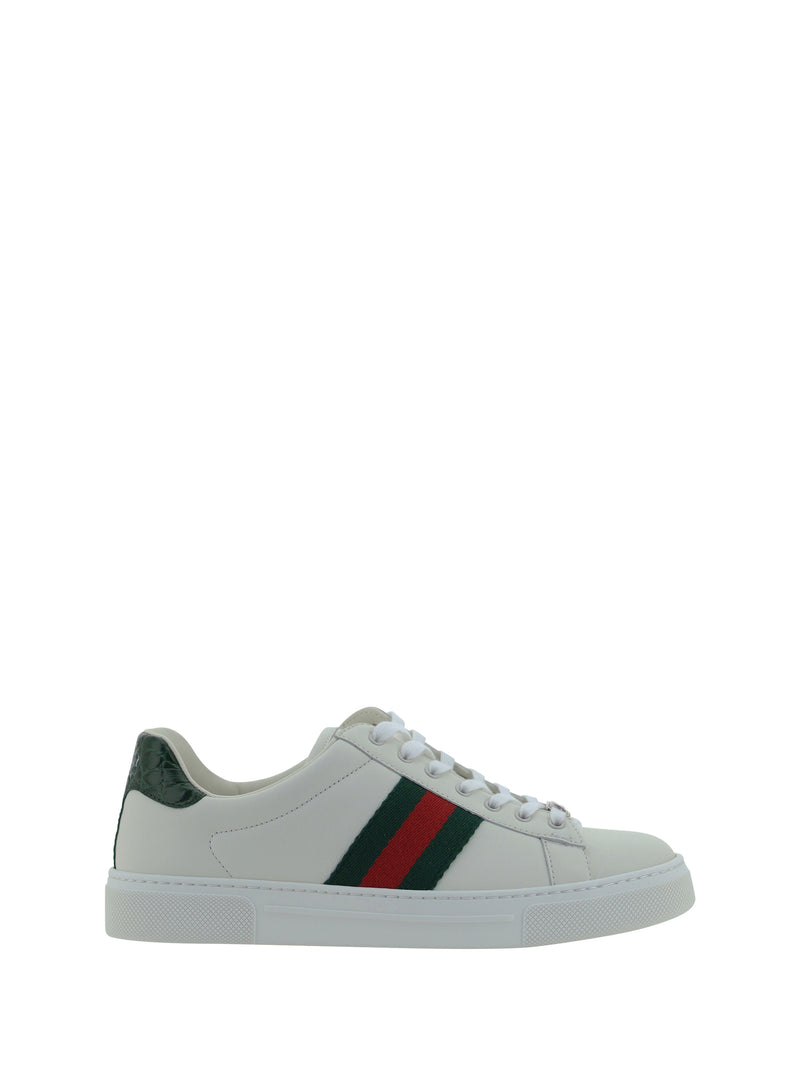 Gucci Gucci Leather Sneakers GR.WHI/VRV/GREEN ACE - World Class Fashion