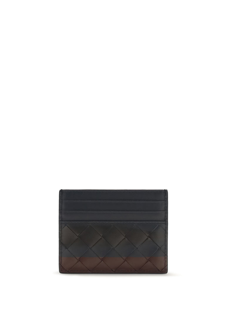 Bottega Veneta Bottega Veneta Intrecciato Leather Card Holder Midnight Blue - World Class Fashion