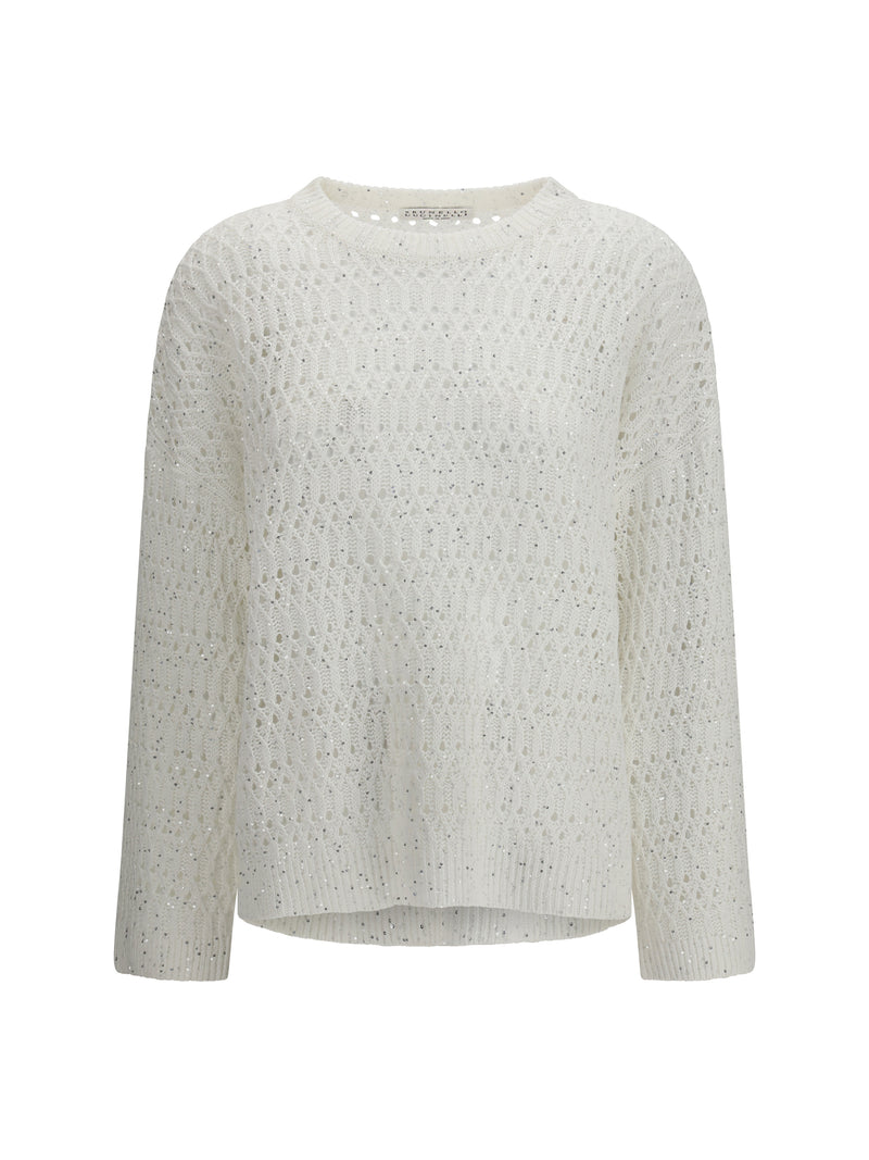 Brunello Cucinelli Brunello Cucinelli Openwork Sweater Bianco - World Class Fashion