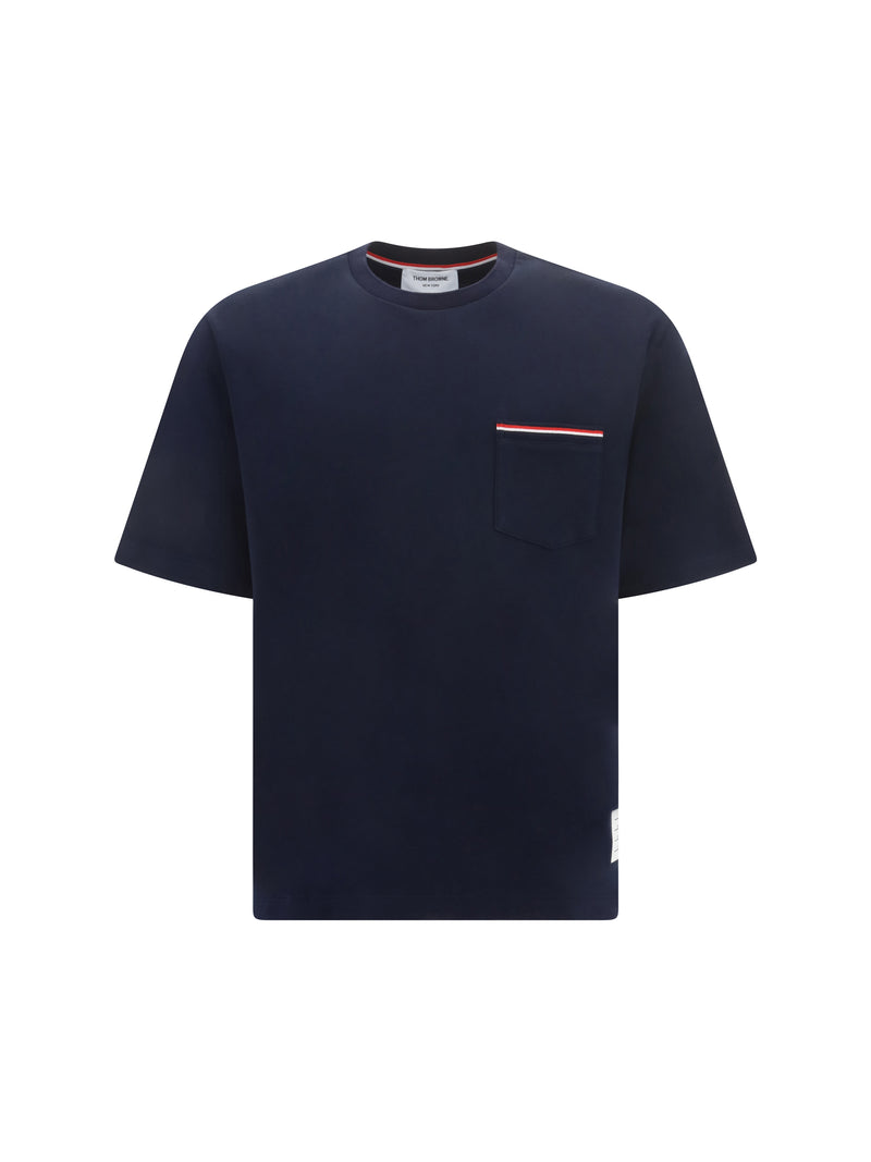 Thom Browne Thom Browne Cotton T-Shirt Navy Men - World Class Fashion