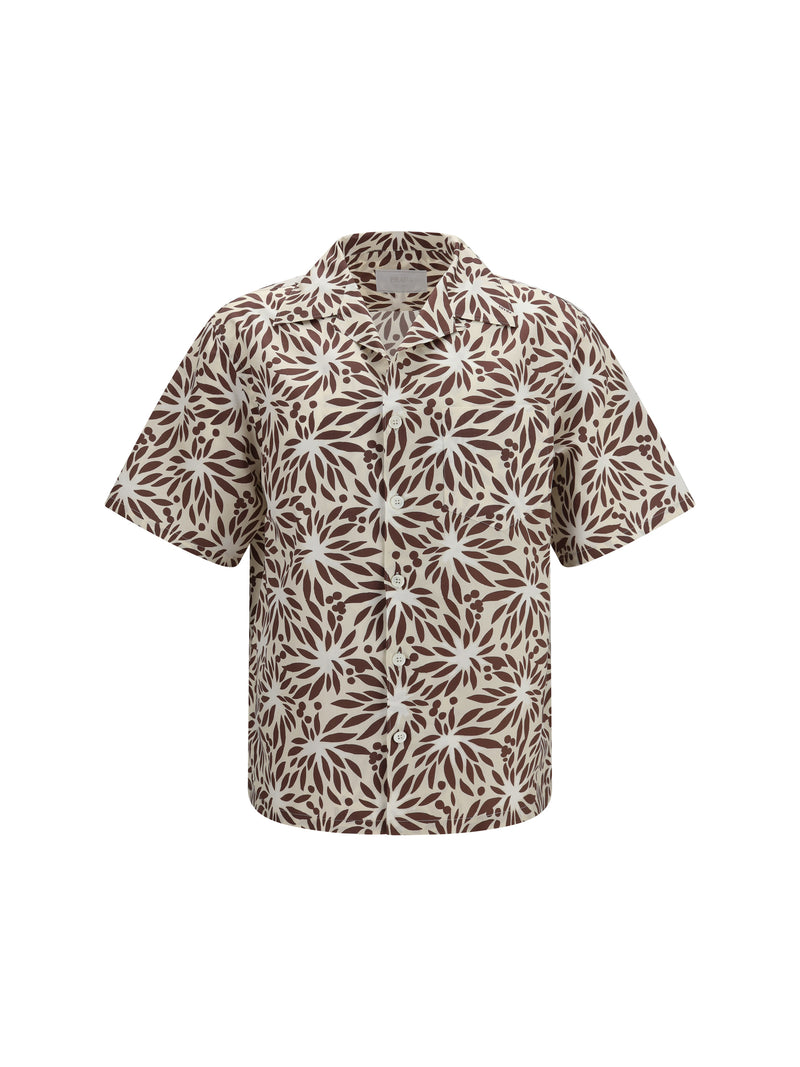 Prada Prada Printed Cotton Bowling Shirt Naturale+Bianco - World Class Fashion
