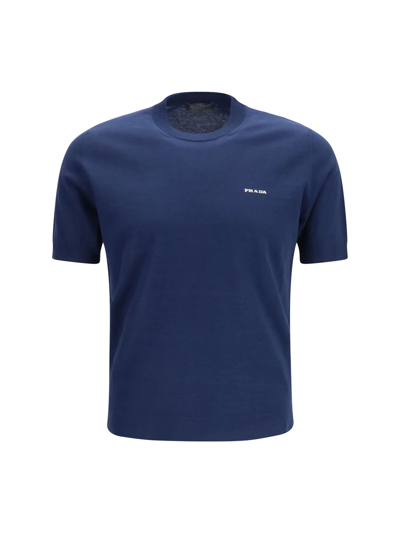 Prada Prada C-Neck Cotton Knit Bleu Men - World Class Fashion