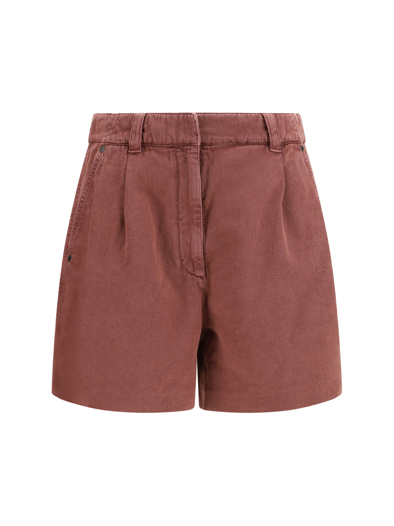 Brunello Cucinelli Brunello Cucinelli Linen Shorts Red Pear Women - World Class Fashion
