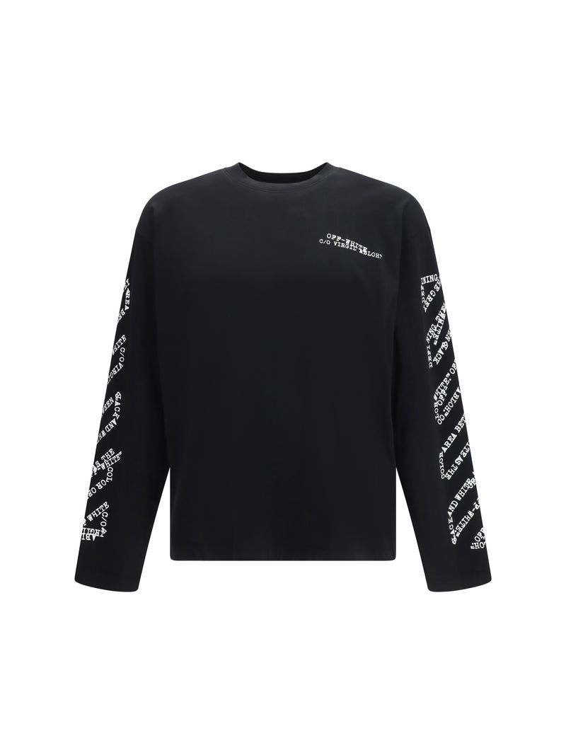 Off-white Off-white Patterned Long-sleeve T-shirt Black - World Class Fashion