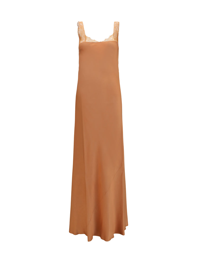 Forte_forte Forte_forte Satin Maxi Dress With Lace Trims - World Class Fashion