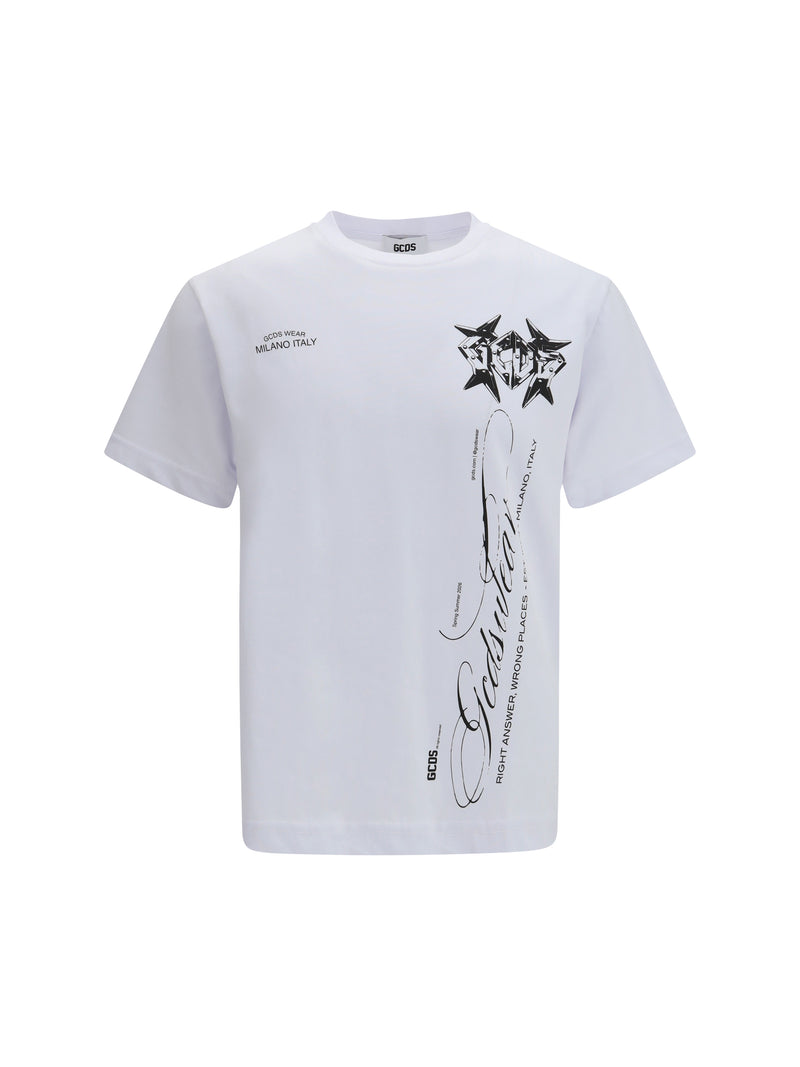 Gcds Gcds History Print Cotton T-shirt Optic White/Black - World Class Fashion