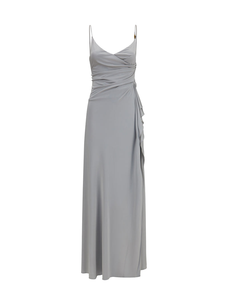 Versace Versace Viscose Jersey Dress Silver Grey - World Class Fashion