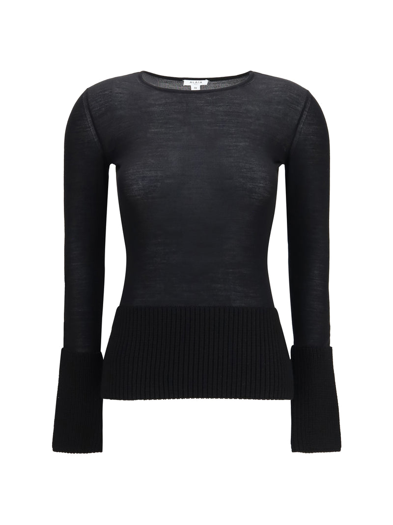 Alaia Alaïa Merino Wool Crewneck Top Noir Women - World Class Fashion