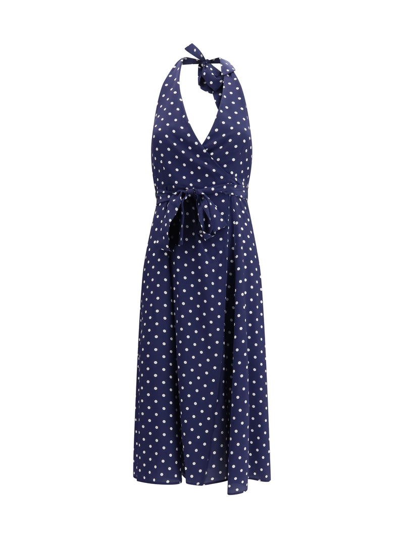 P.a.r.o.s.h. P.a.r.o.s.h. Polka-dot Silk Dress Fantasia Blue - World Class Fashion