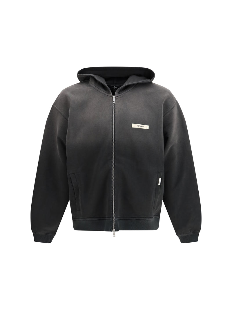 Represent Represent Faded-effect Hooded Sweatshirt Stained Black - World Class Fashion