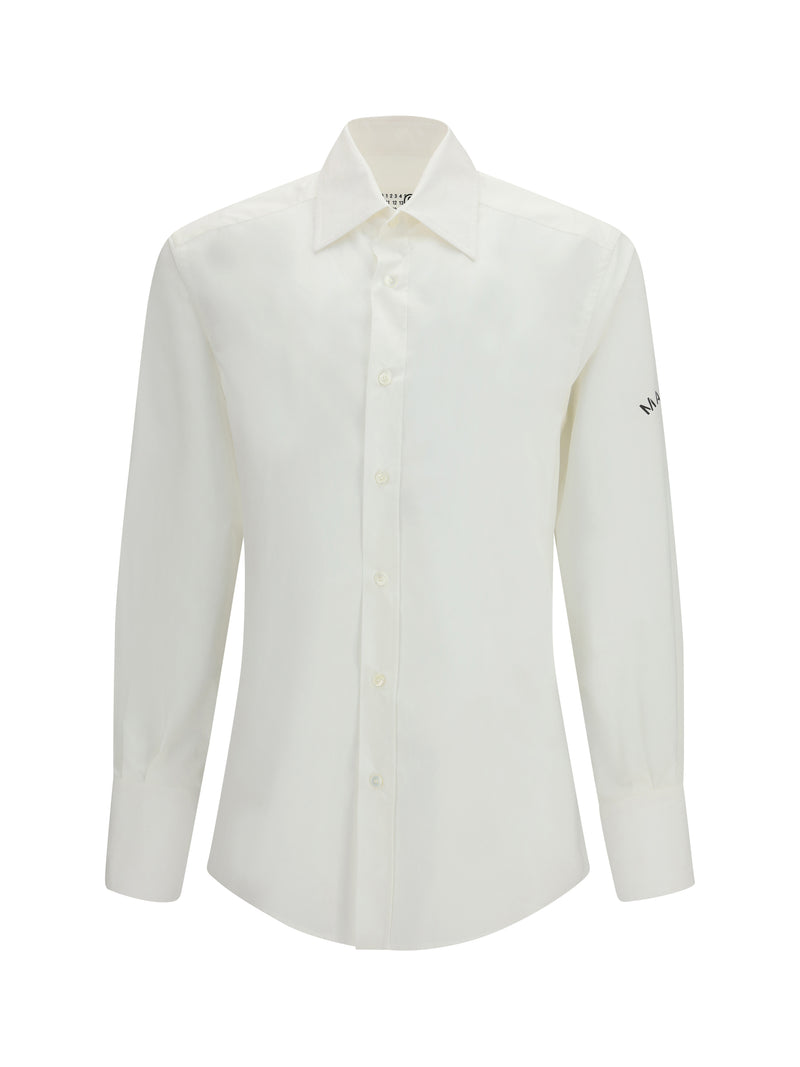 Mm6 Mm6 Long-sleeve Shirt With Side Print Off White - World Class Fashion