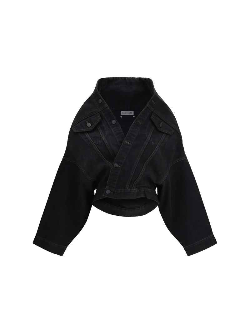 Balenciaga Balenciaga Wrap Organic Japanese Denim Jacket Light Vintage Black - World Class Fashion