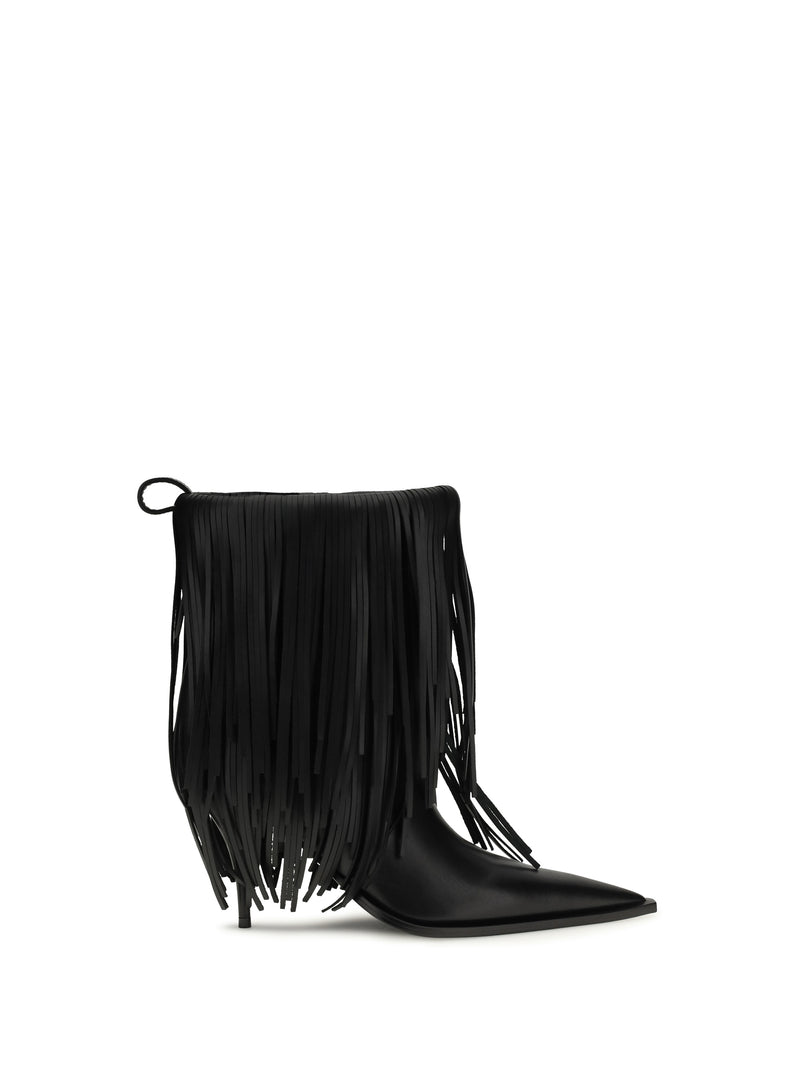Balenciaga Balenciaga Avenue Fringe Ankle Boots Black Women - World Class Fashion