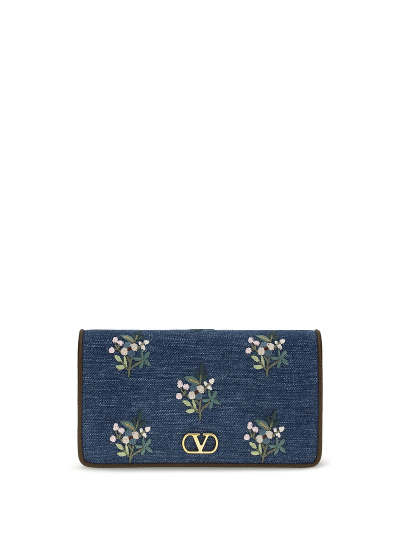 Valentino Garavani Valentino Garavani Mini VLogo Denim Floral Embroidery - World Class Fashion