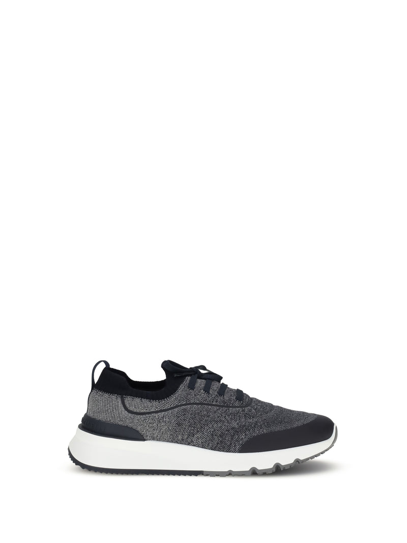 Brunello Cucinelli Brunello Cucinelli Techno Cotton Knit Sneakers Blue - World Class Fashion