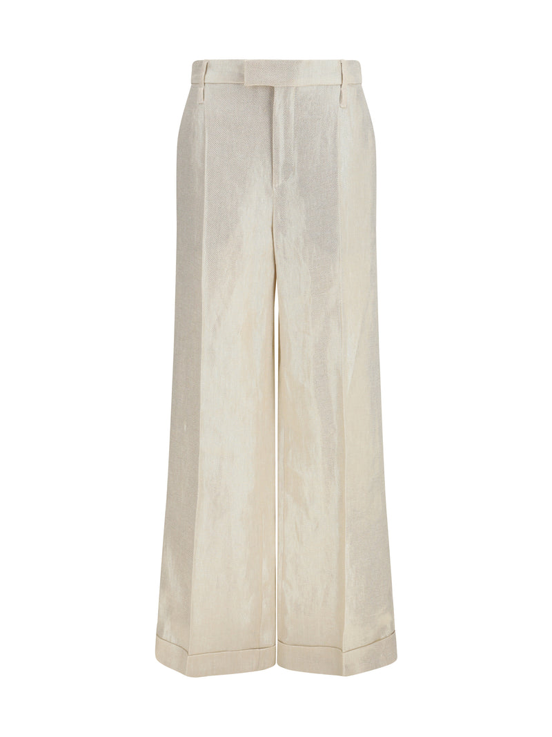 Brunello Cucinelli Brunello Cucinelli Linen Tailored Pants Panama/Platino - World Class Fashion