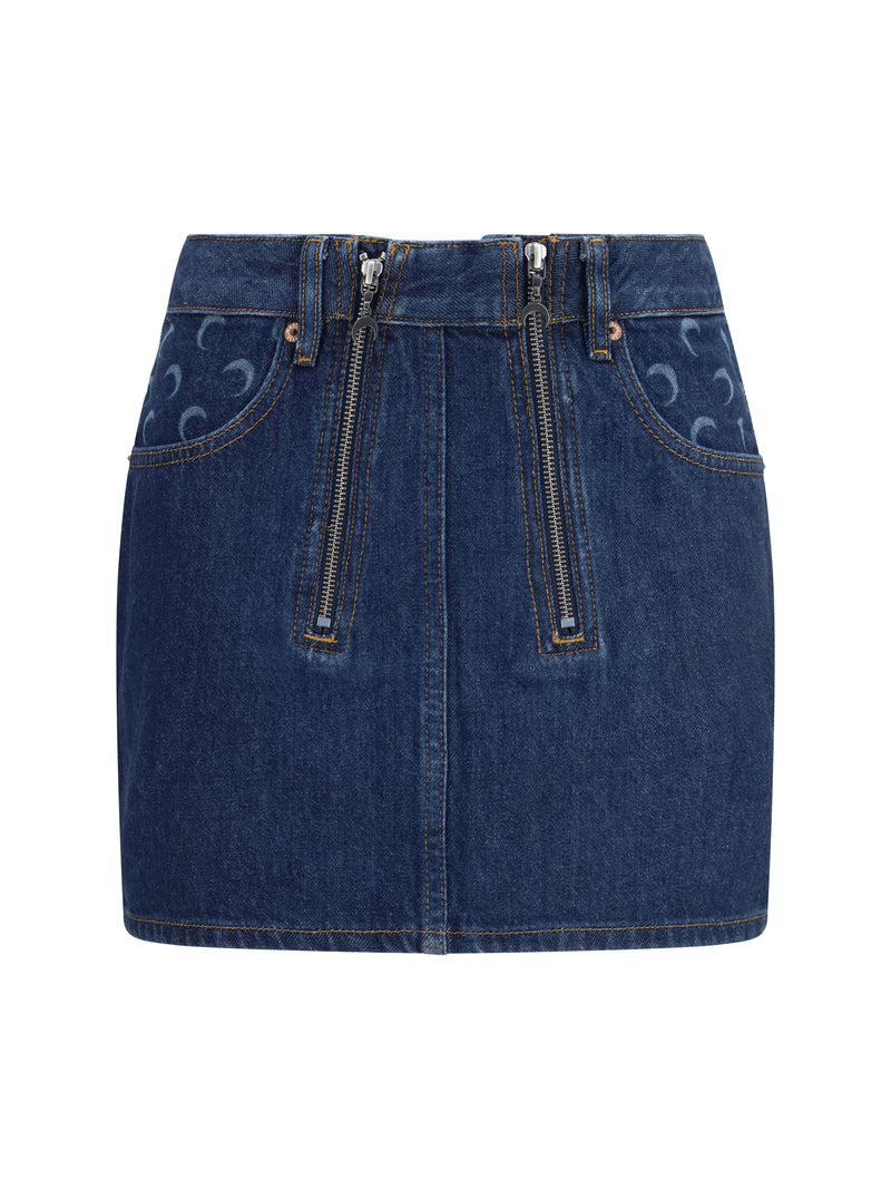 Marine Serre Marine Serre Zipped Mini Skirt Midnight Blue - World Class Fashion