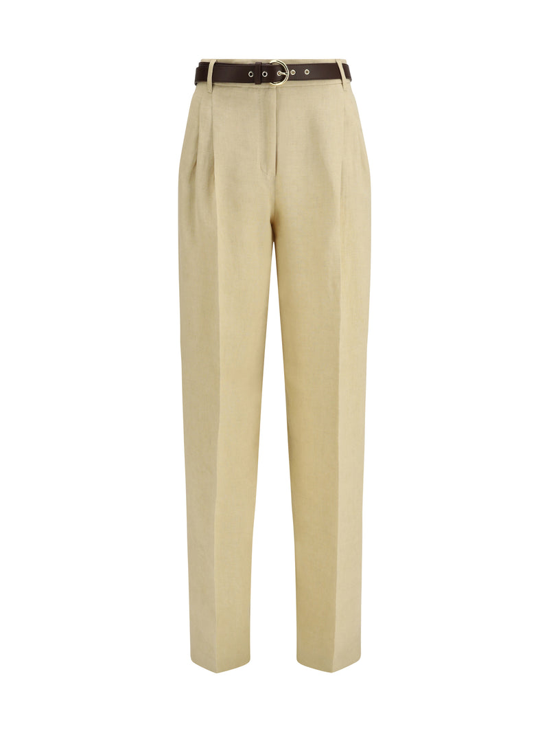 Max Mara Studio Max Mara Studio Mstsumero Pantalones de Lino Coloniale - World Class Fashion