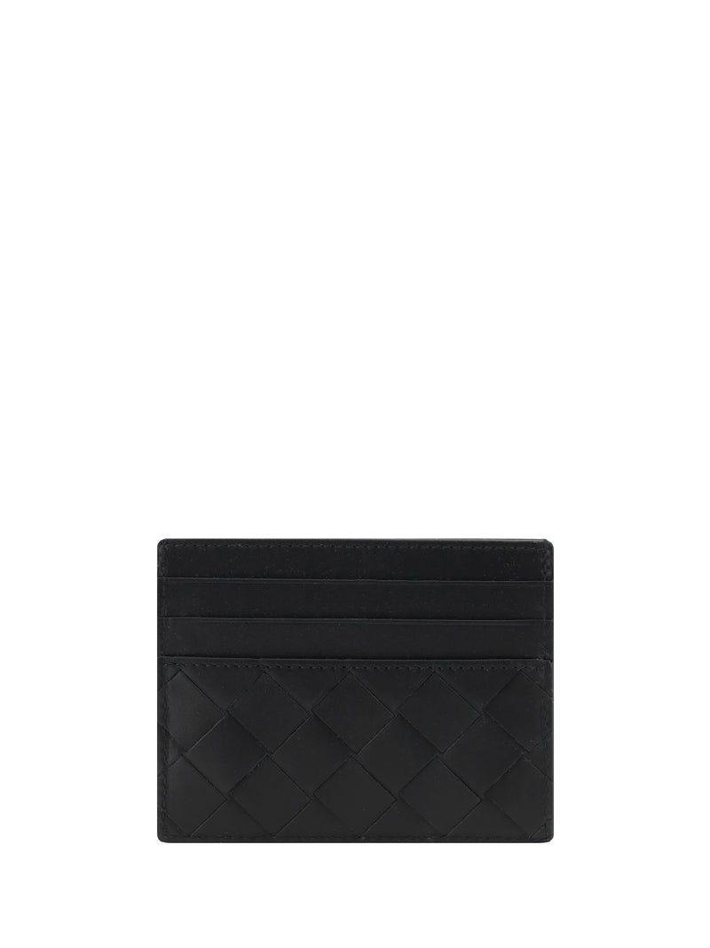 Bottega Veneta Bottega Veneta Card Holder Intrecciato Black-Silver - World Class Fashion