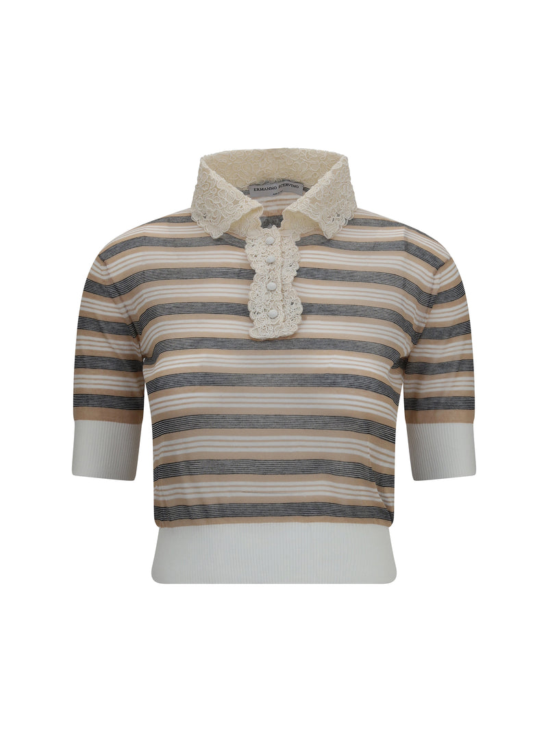 Ermanno Scervino Ermanno Scervino Short-sleeve Sweater Black/White/Beige - World Class Fashion