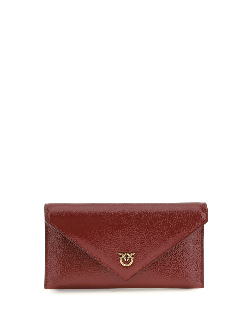 Pinko Pinko Love Birds Clutch Bag Rosso Scuro-Antique Gold - World Class Fashion