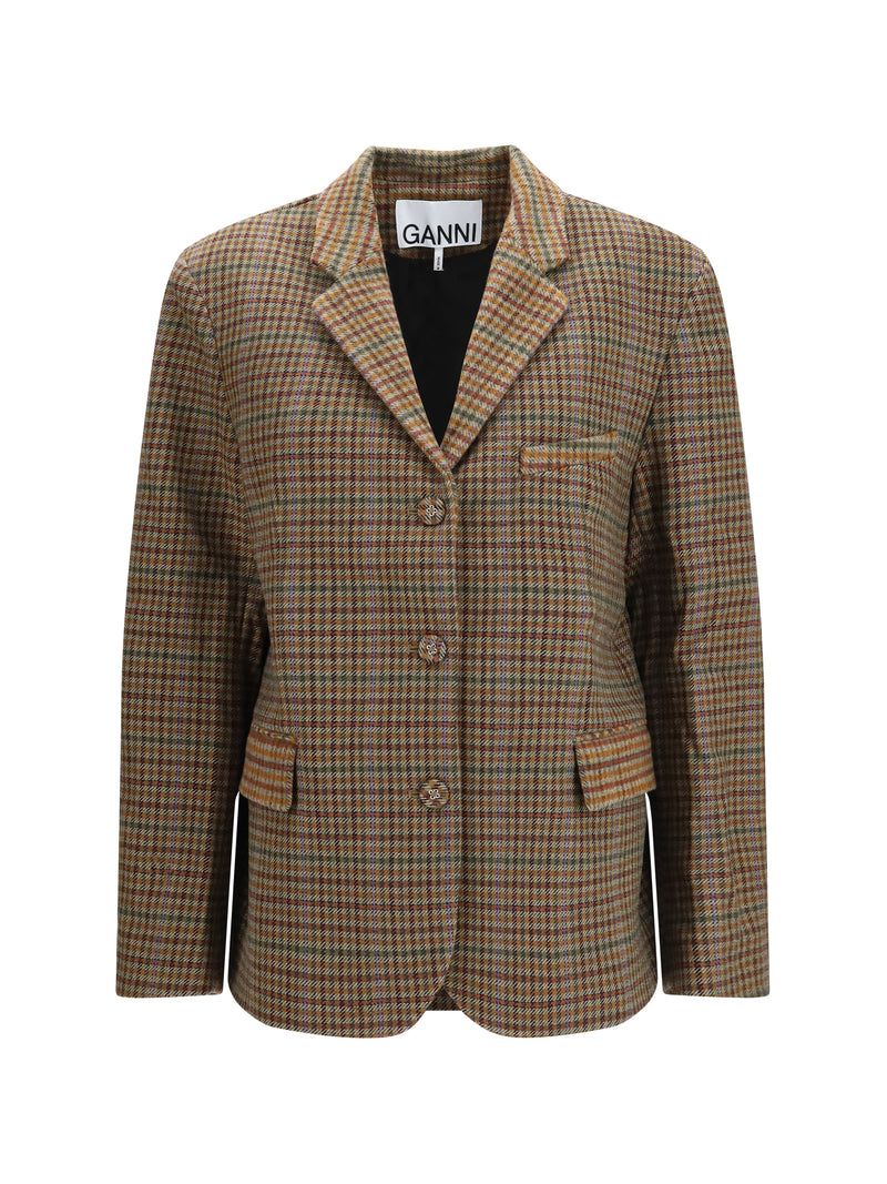 Ganni Ganni Checked Twill Blazer Multicolor Women - World Class Fashion